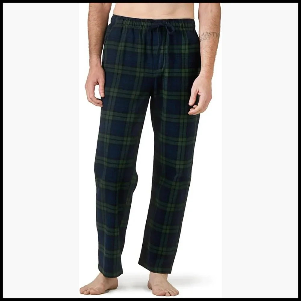 Cotton Flannel Pajama Pants with Drawstring and Pockets